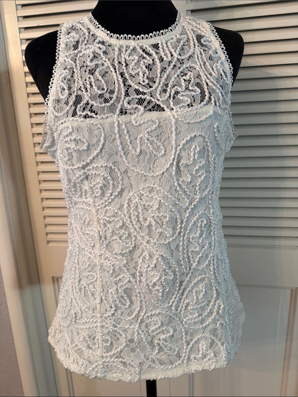 White House Black Market White Lace  Blouse